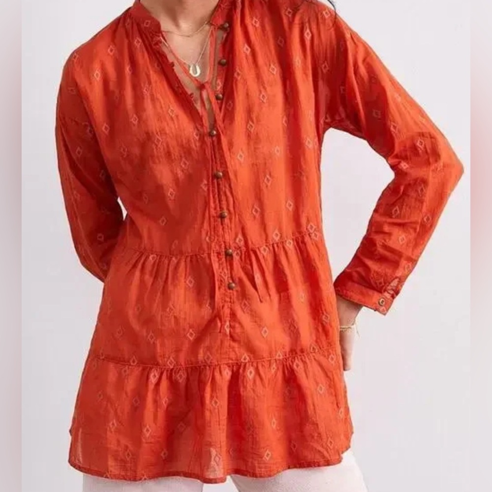 Anthropologie Pilcro Tiered Tunic Blouse Size S